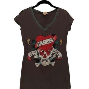 Ed Hardy Women's Brown Graphic Tee